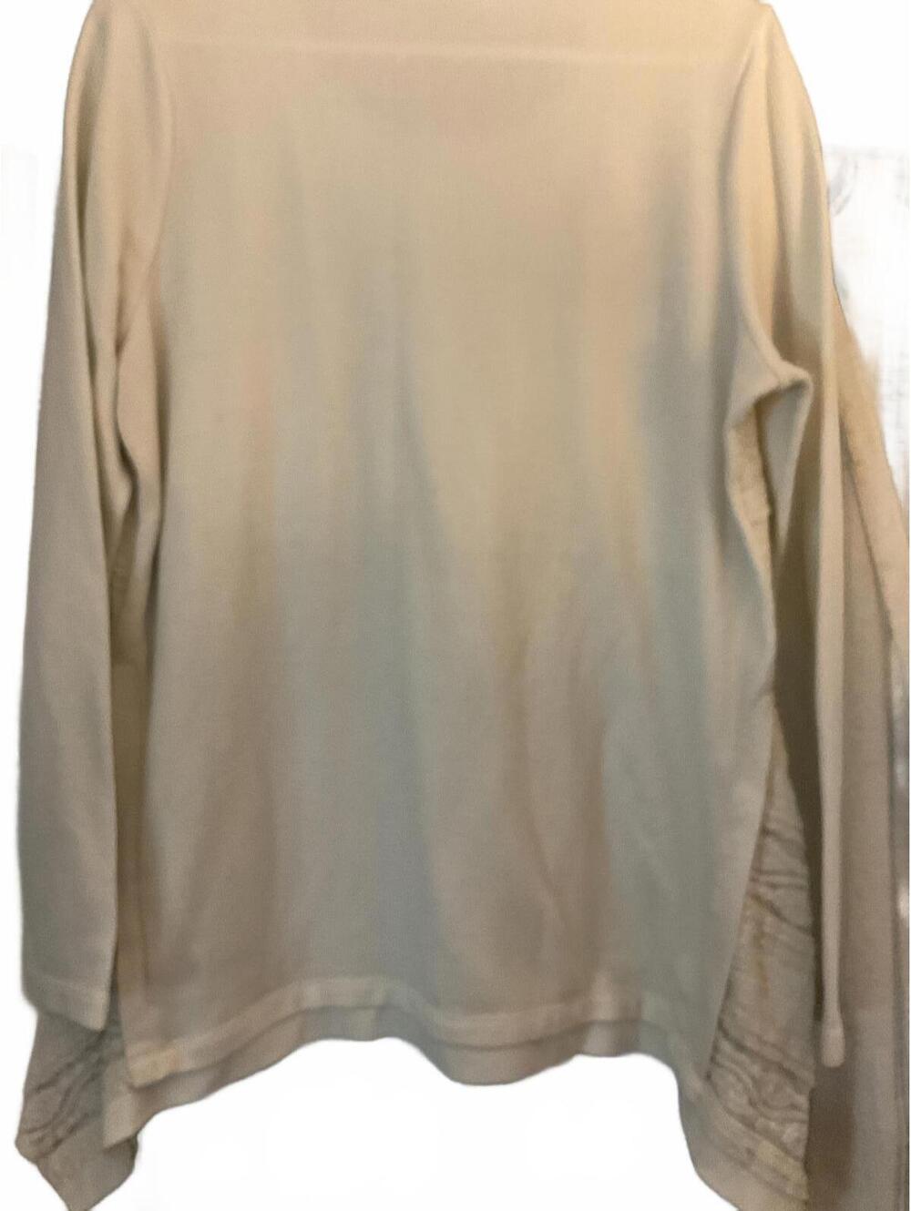 Logo by Lori Goldstien Light Waffle Knit Crochet and Lace Tunic Size Large - Picture 7 of 9